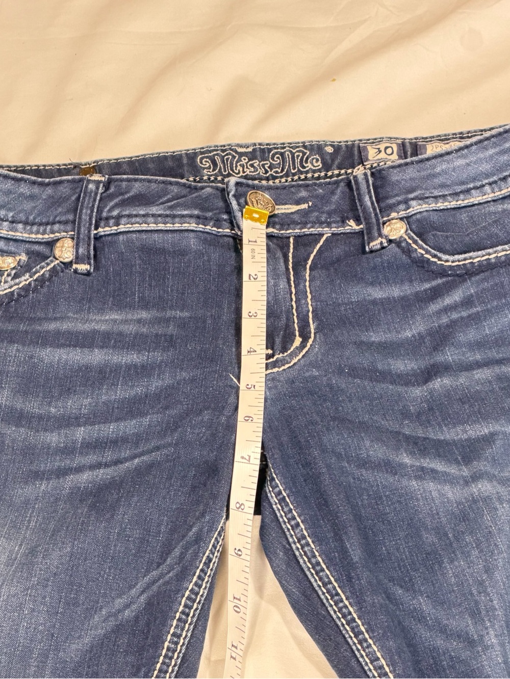 Miss Me Size 30 Dark Wash Rhinestone Embellished Straight Jeans Y2K O68 - Picture 6 of 11